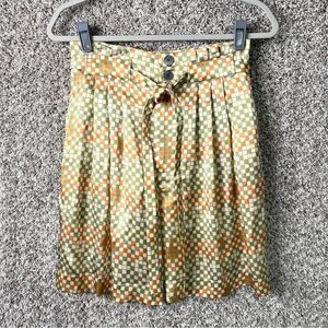 Roi Du Lac Shorts Women’s Small 100% Silk Checkered High Waist Paper Bag